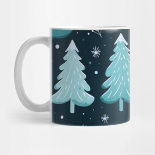 Blue Green White Winter Pattern With Cute Polar Bears, Christmas Trees And Snowflakes Mug